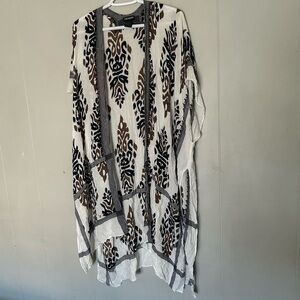 Steve Madden Boho Print Kimono Cardigan Open Front Lightweight OSFM